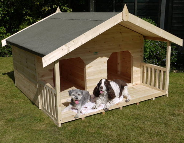 будка-домик для двух собак с перегородкой